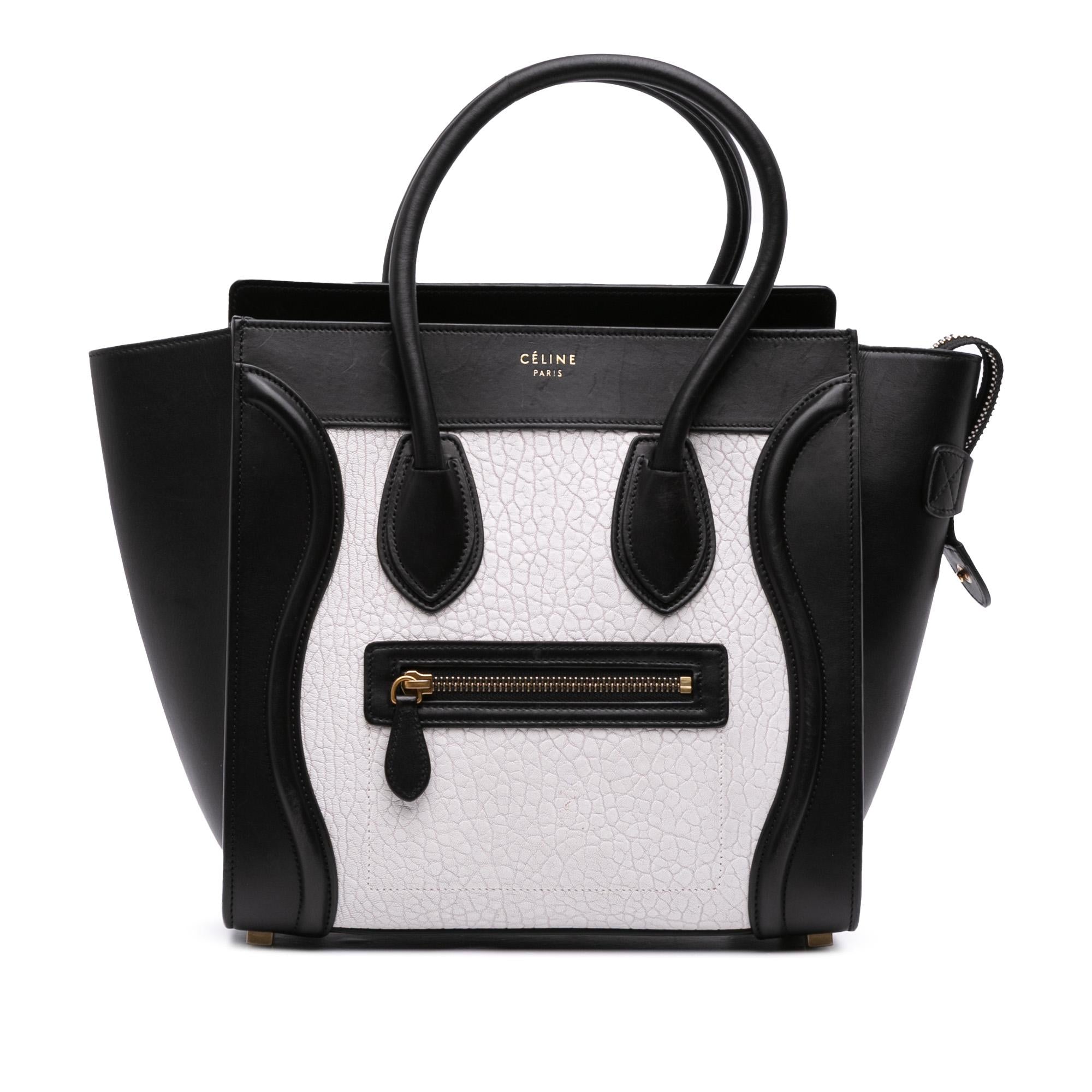 Celine Micro Bicolor Leather Luggage Tote