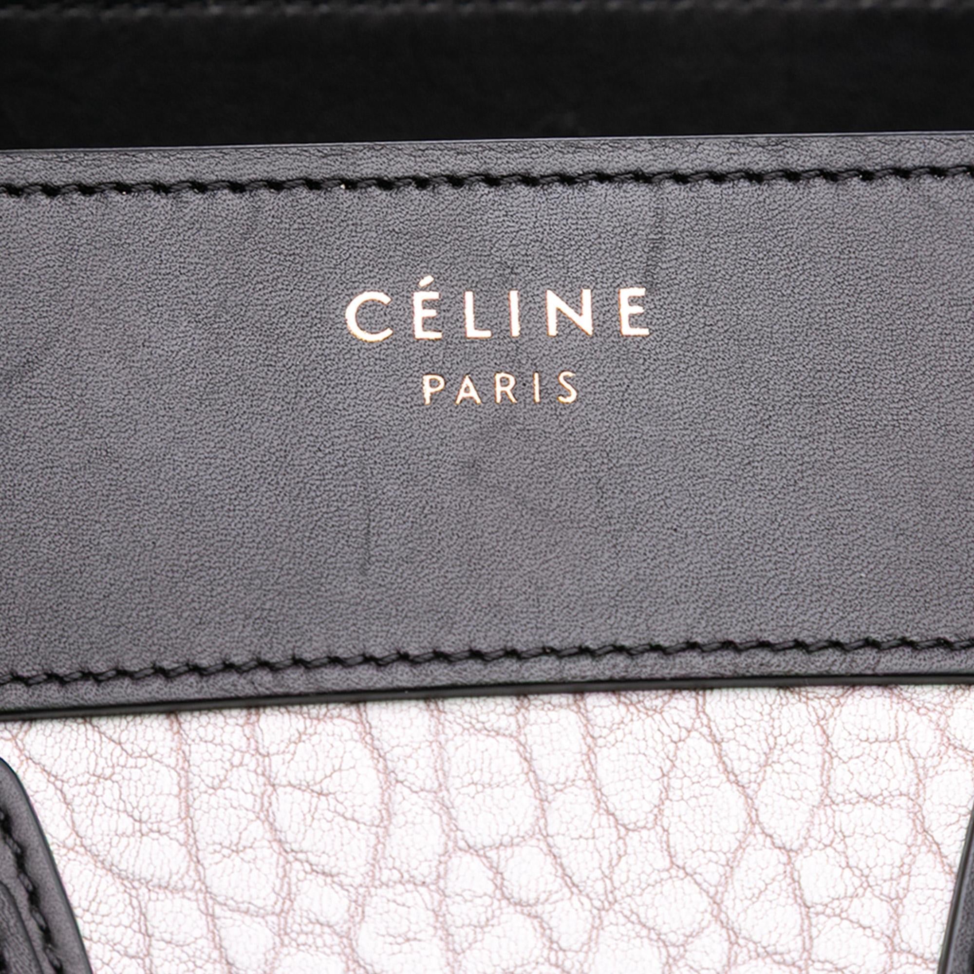 Celine Micro Bicolor Leather Luggage Tote