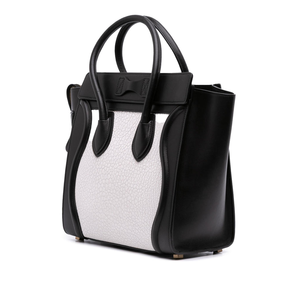 Celine Micro Bicolor Leather Luggage Tote