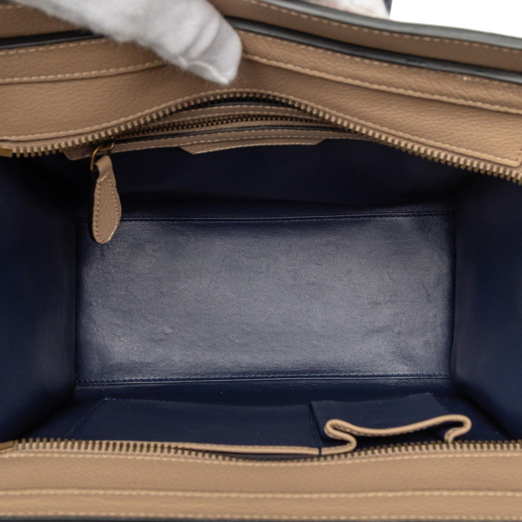 Celine Micro Bicolor Leather Luggage Tote