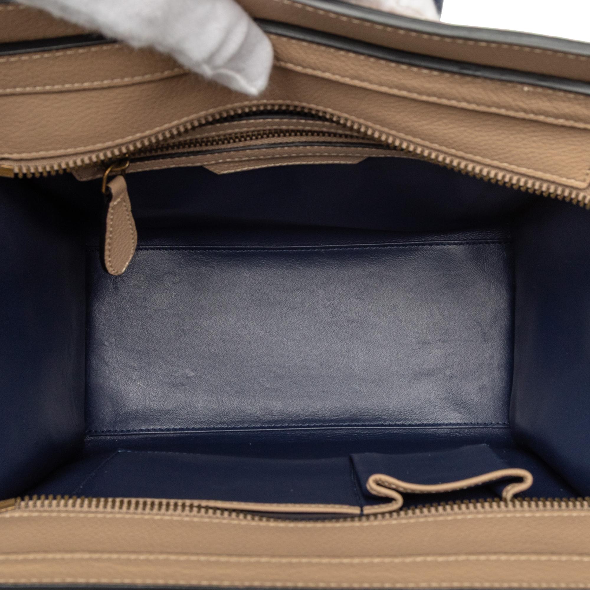 Celine Micro Bicolor Leather Luggage Tote