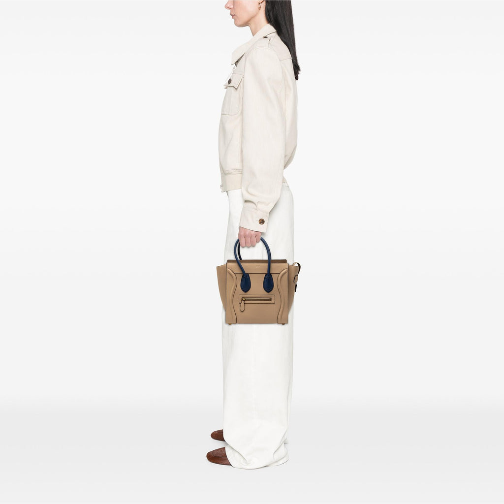 Celine Micro Bicolor Leather Luggage Tote