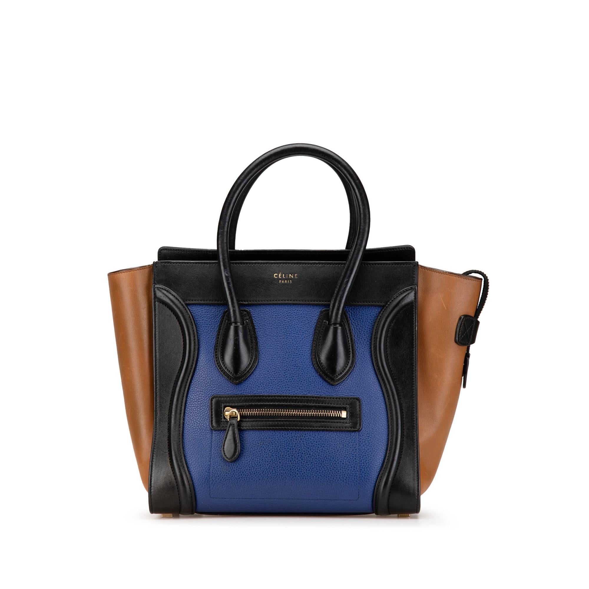 Celine Micro Tricolor Leather Luggage Tote
