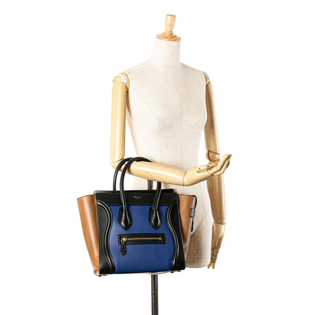 Celine Micro Tricolor Leather Luggage Tote