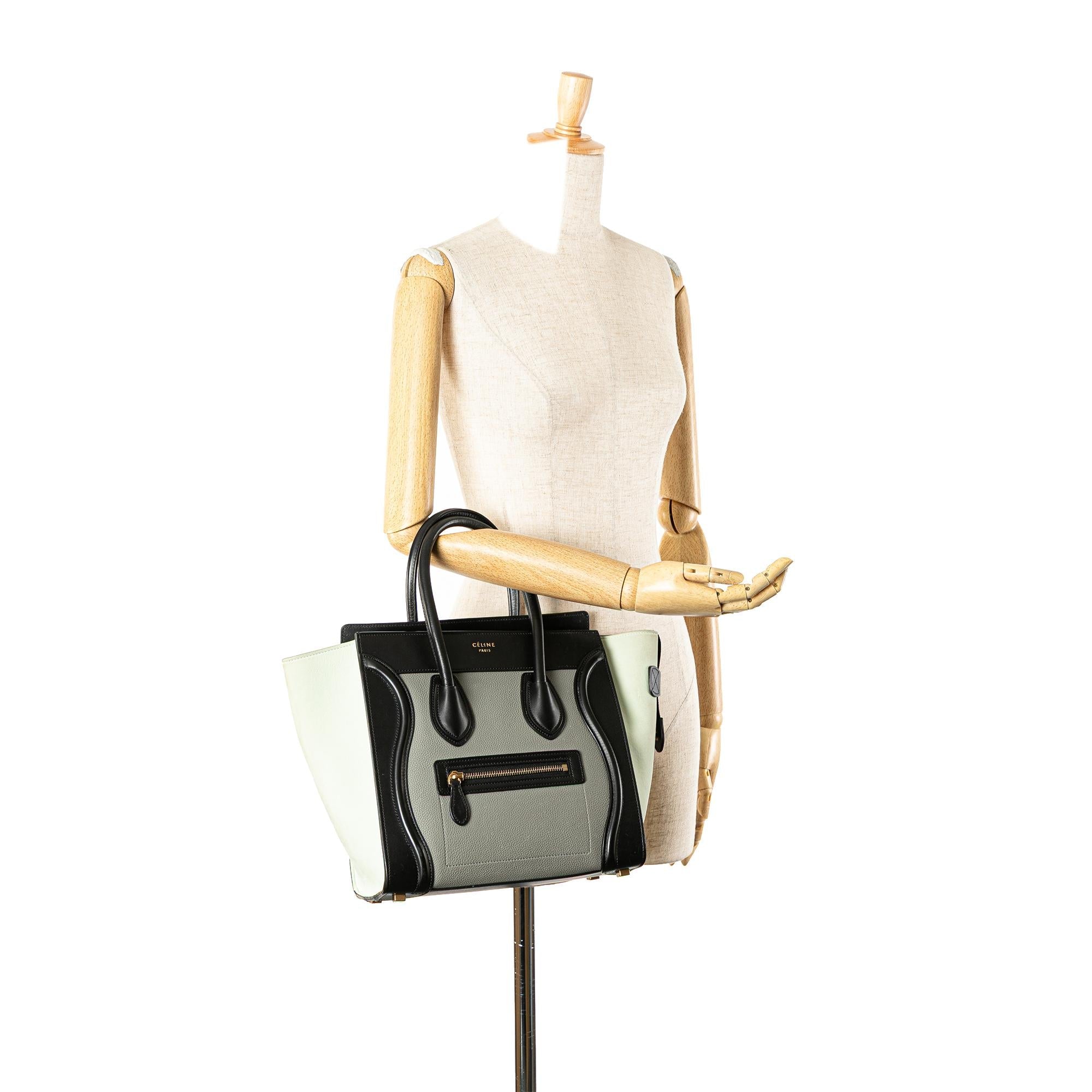 Celine Micro Tricolor Leather Luggage Tote