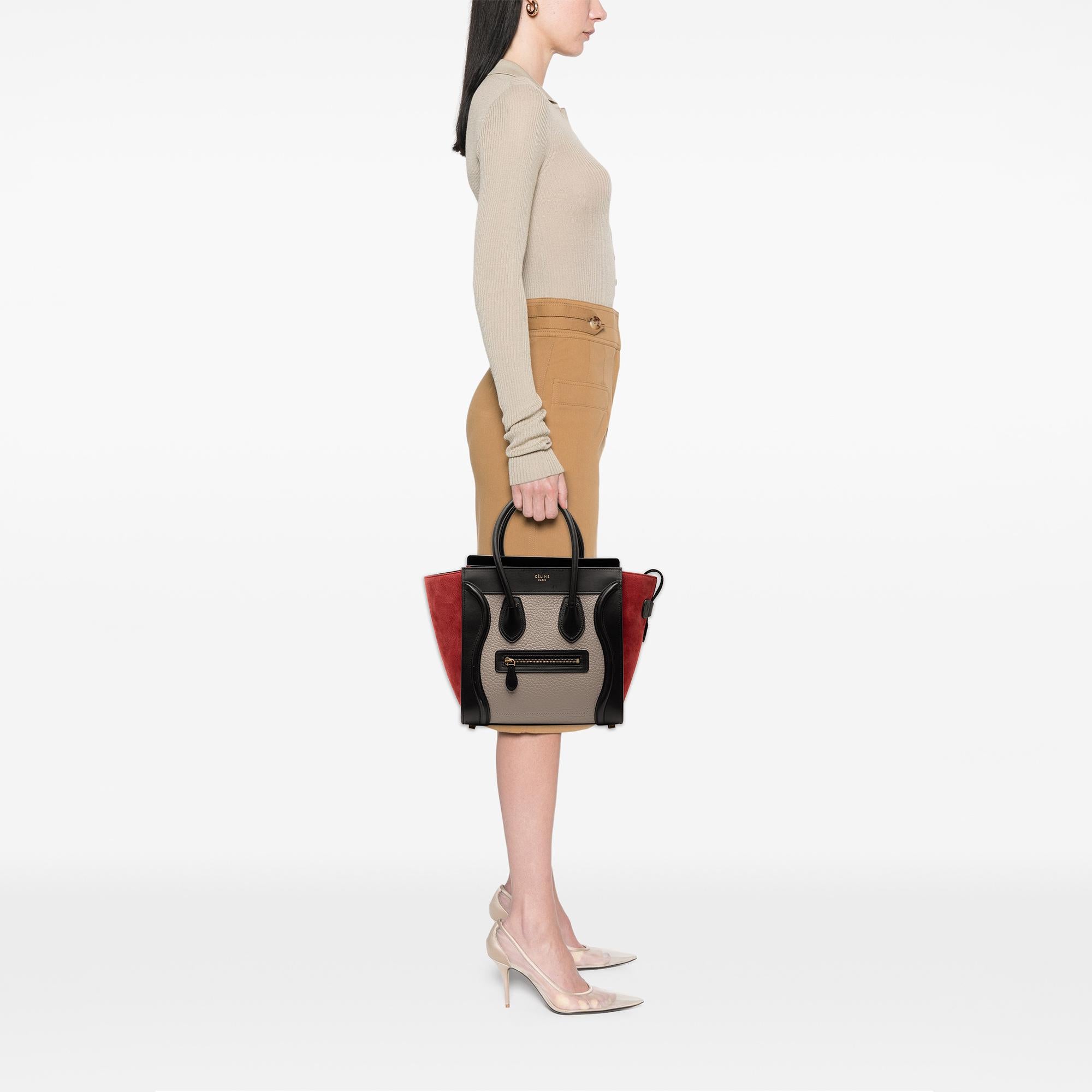 Celine Micro Tricolor Leather Luggage Tote