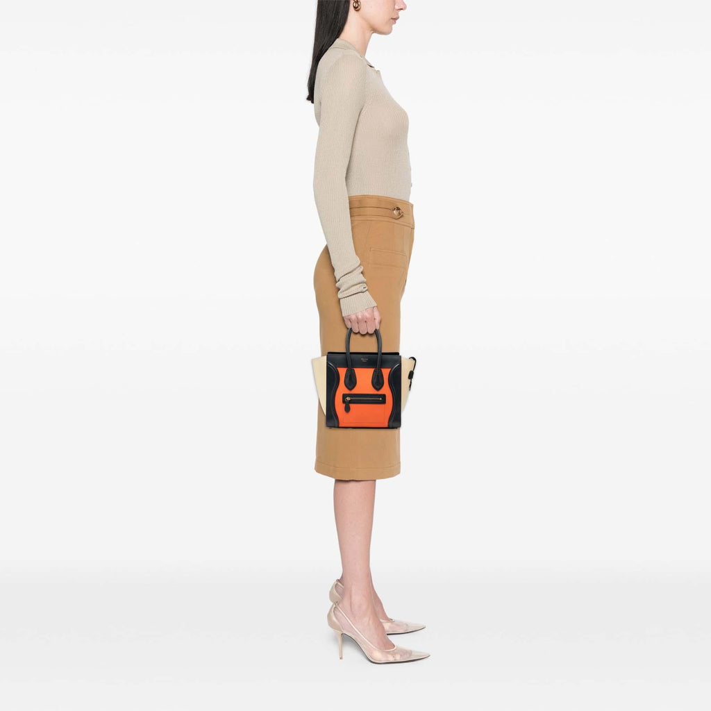 Celine Micro Tricolor Leather Luggage Tote
