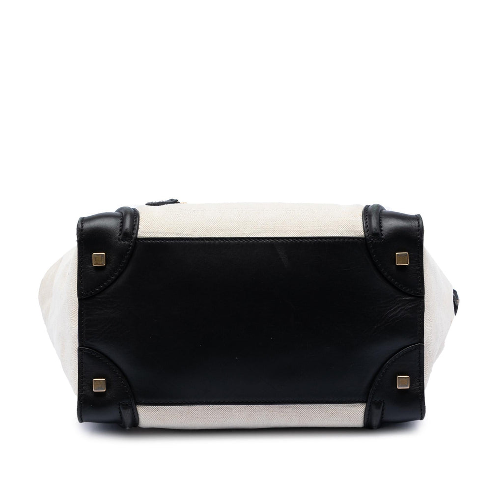 Celine Mini Bicolor Canvas and Leather Luggage Tote