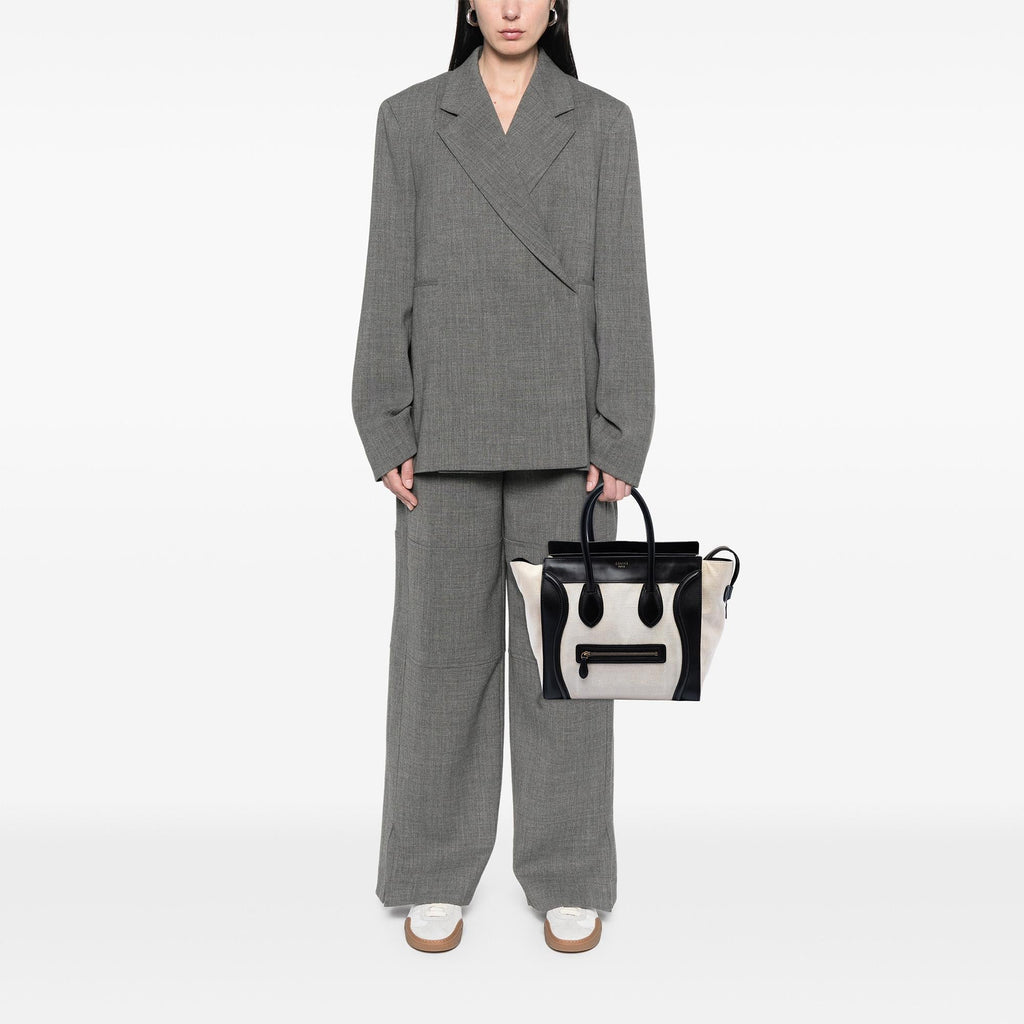 Celine Mini Bicolor Canvas and Leather Luggage Tote