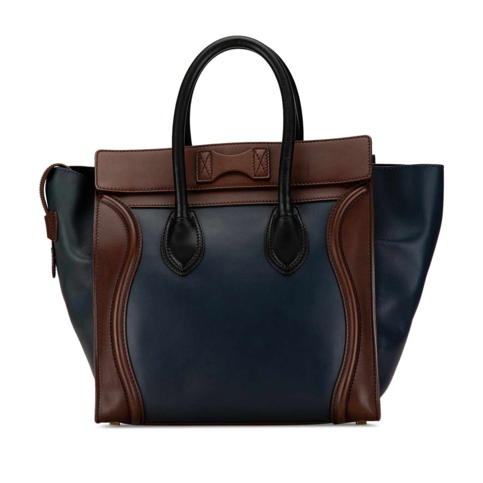 Celine Mini Bicolor Luggage Tote (SHG-mEYrYF)