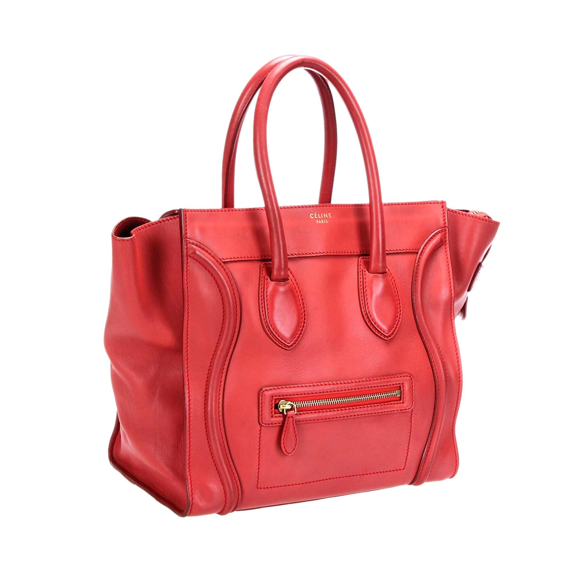 Celine Mini Luggage Leather Tote Bag (SHG-DKLFNT)