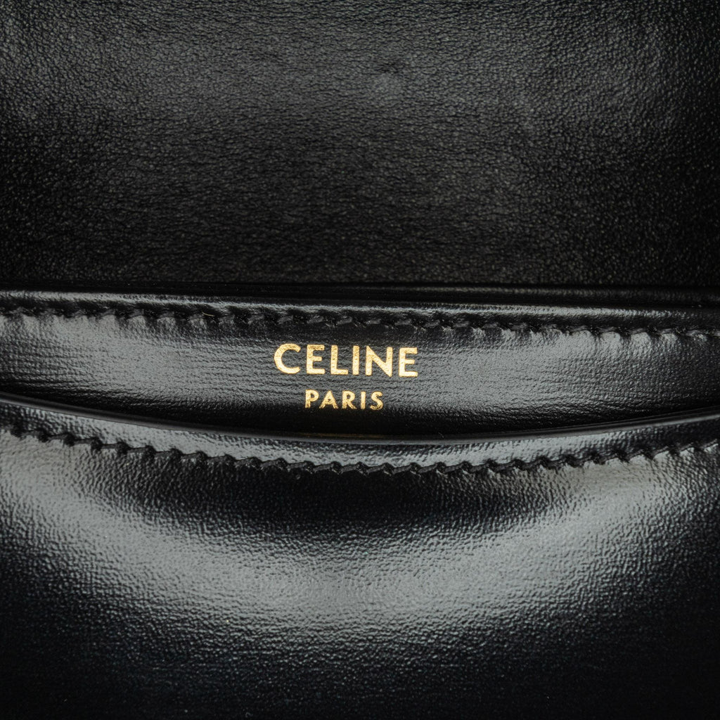 Celine Mini Shiny Calfskin Besace Clea Satchel (SHG-au1NfF)