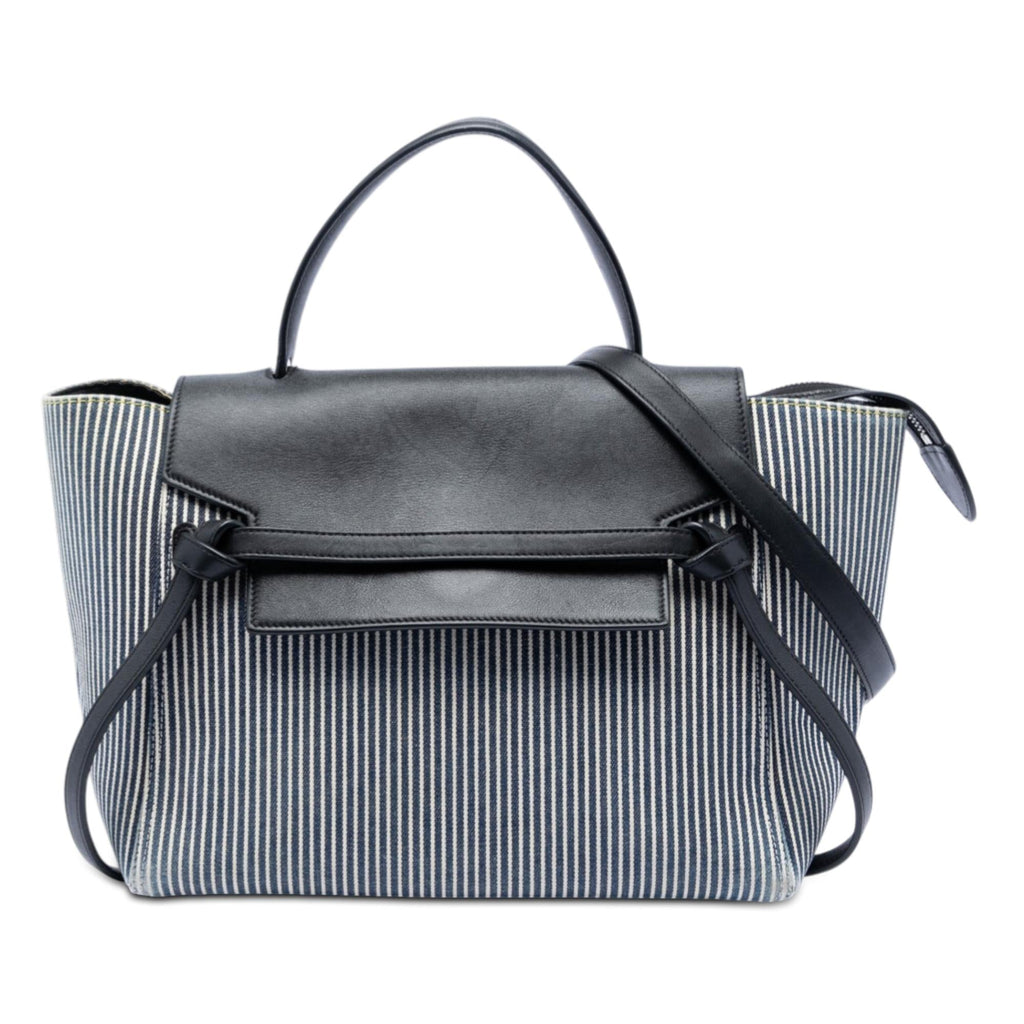 Celine Mini Striped Canvas and Leather Belt Bag