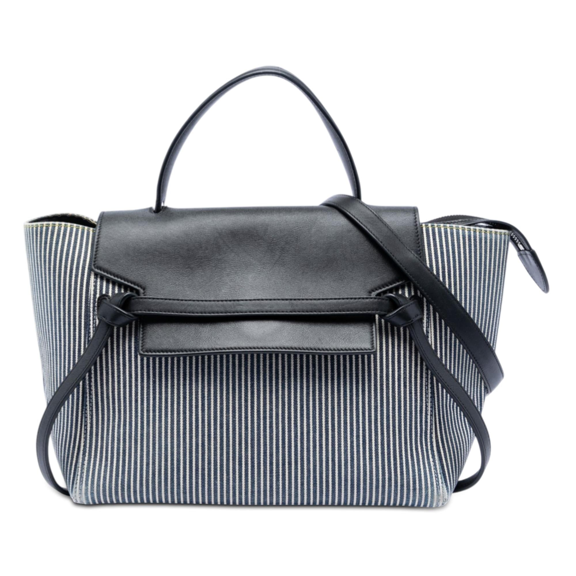 Celine Mini Striped Canvas and Leather Belt Bag