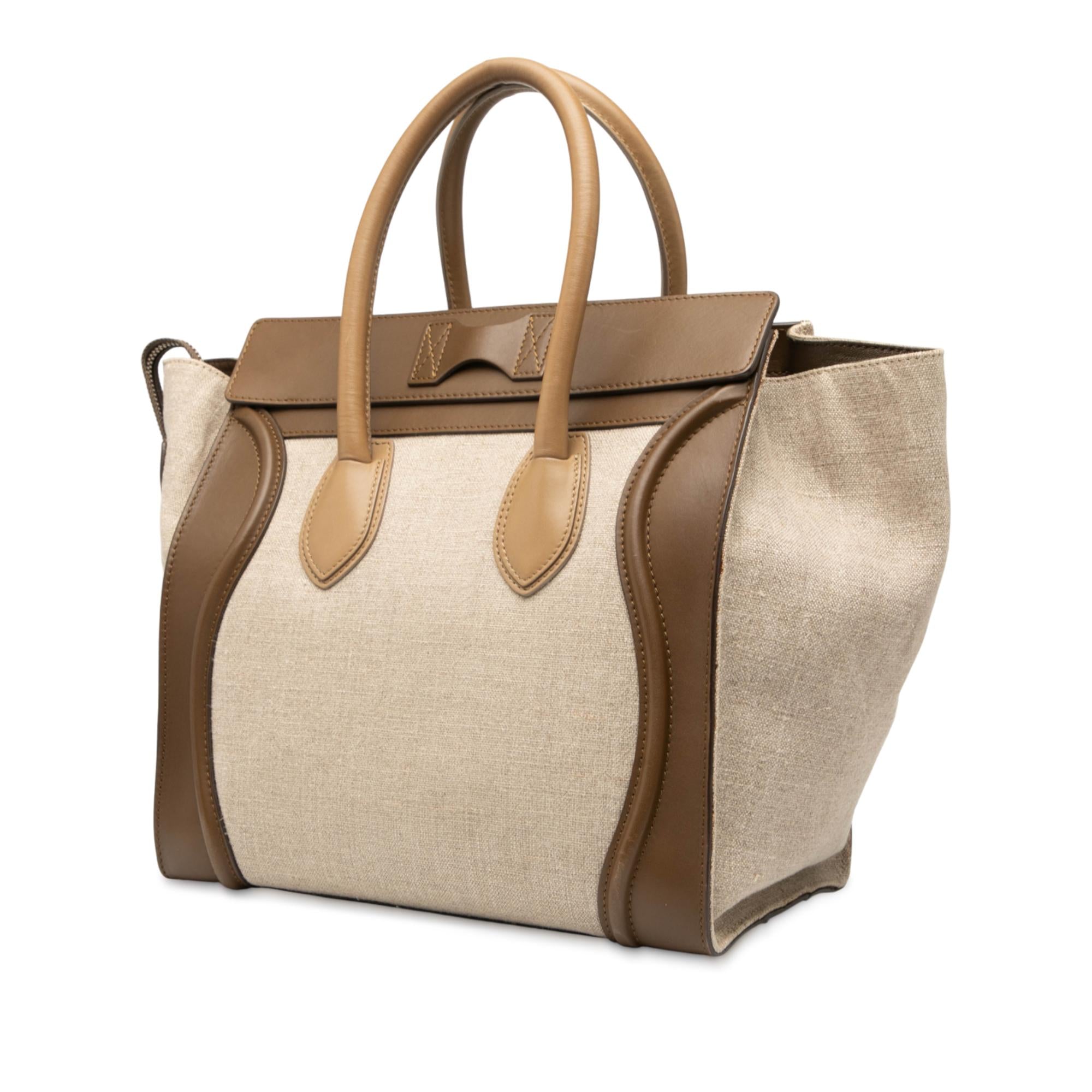 Celine Mini Tricolor Canvas and Leather Luggage Tote