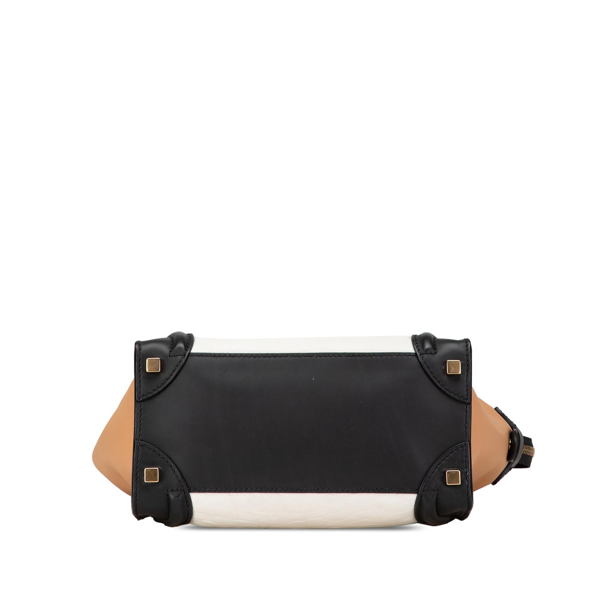 Celine Mini Tricolor Leather Luggage Tote