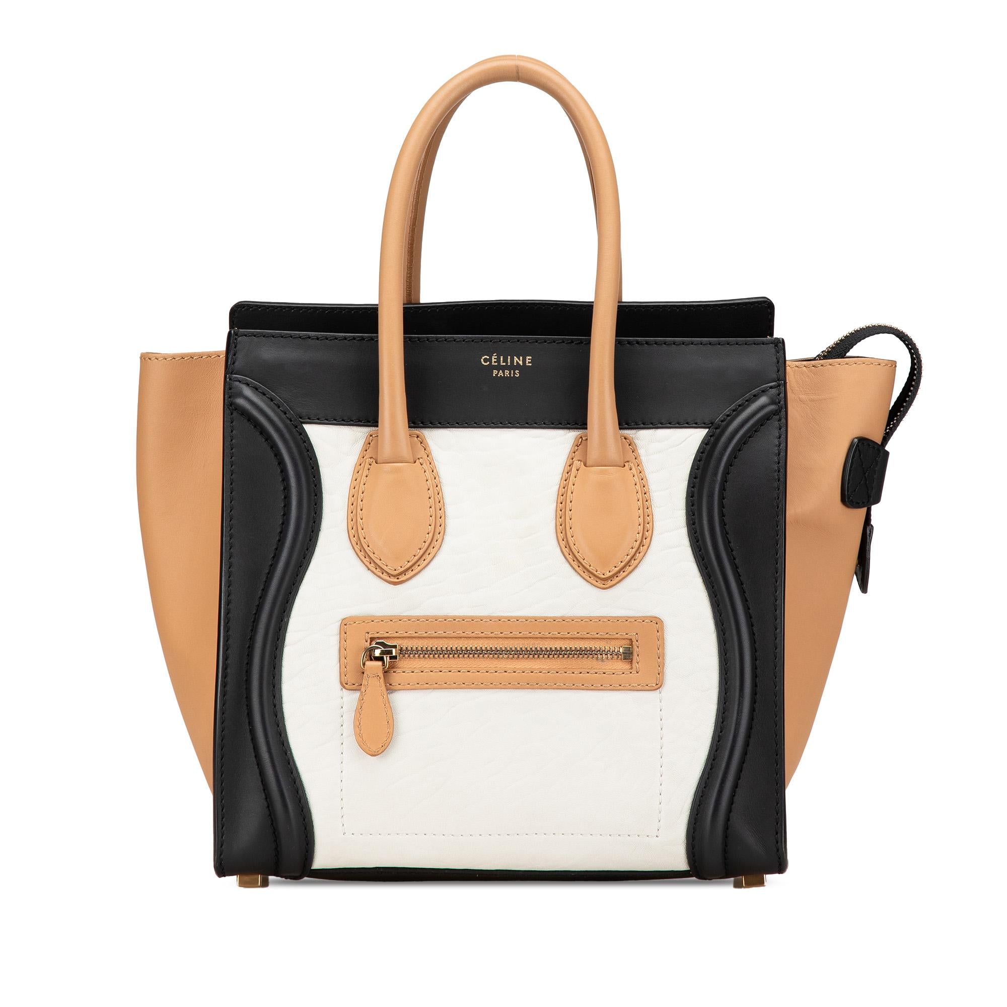 Celine Mini Tricolor Leather Luggage Tote