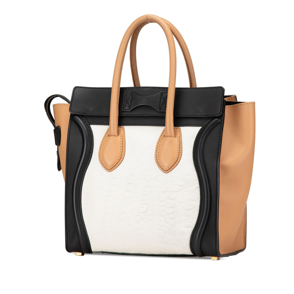 Celine Mini Tricolor Leather Luggage Tote