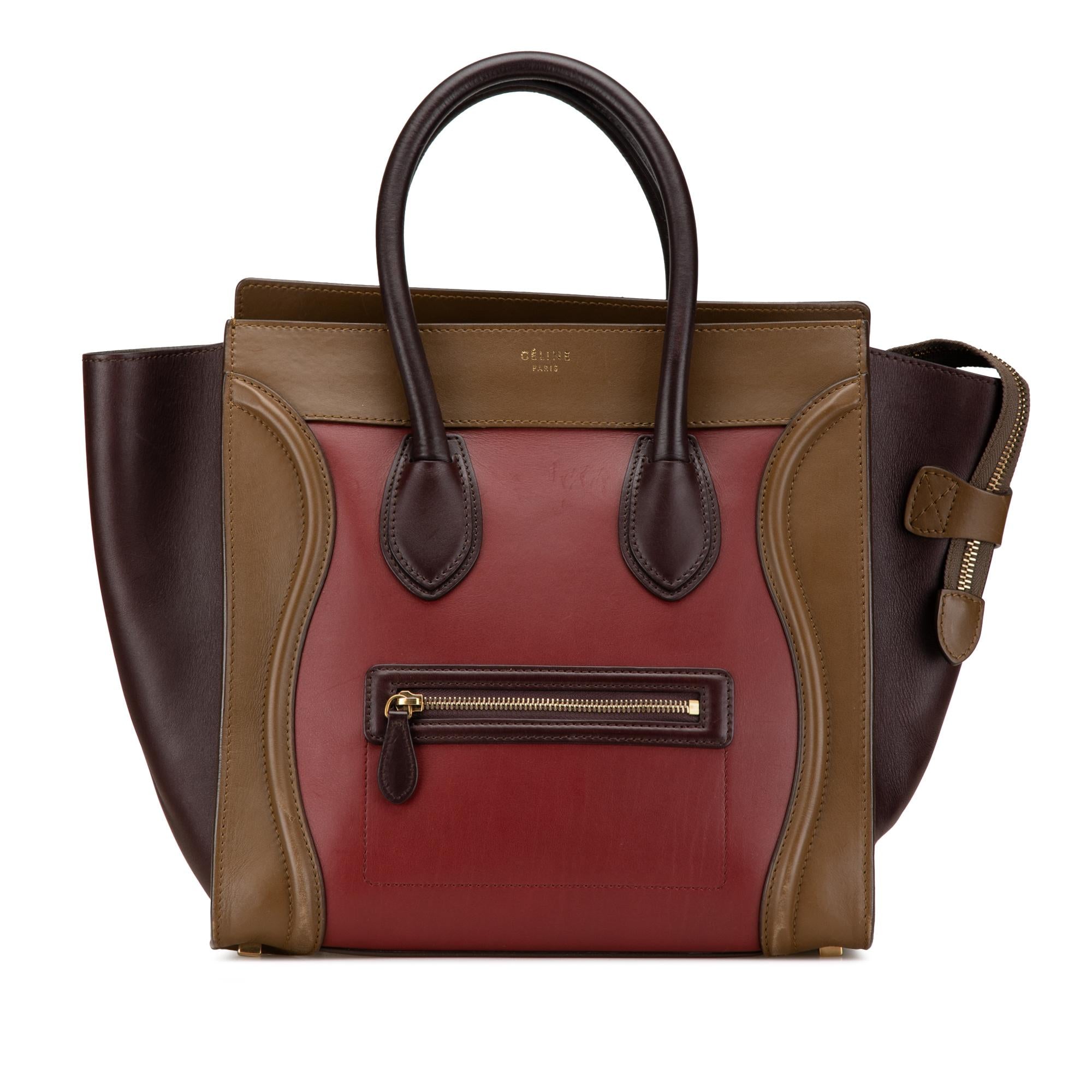 Celine Mini Tricolor Leather Luggage Tote