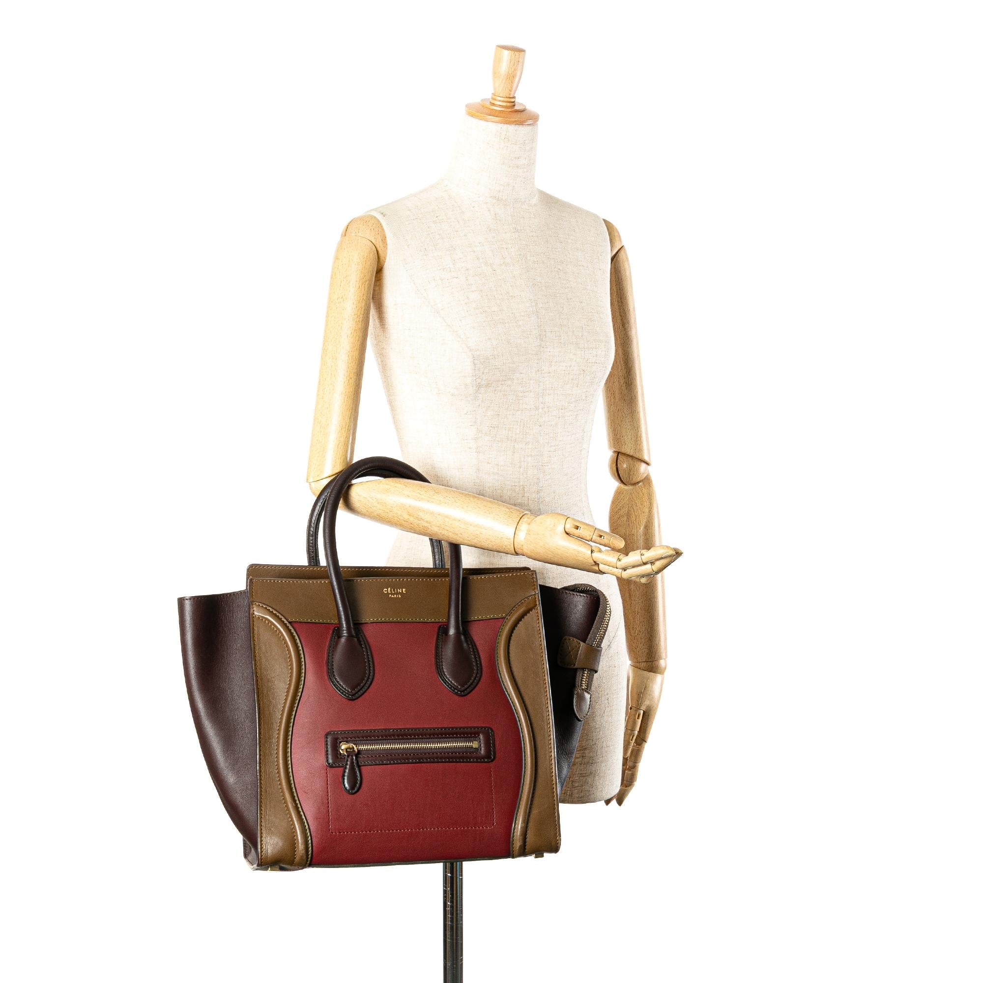 Celine Mini Tricolor Leather Luggage Tote