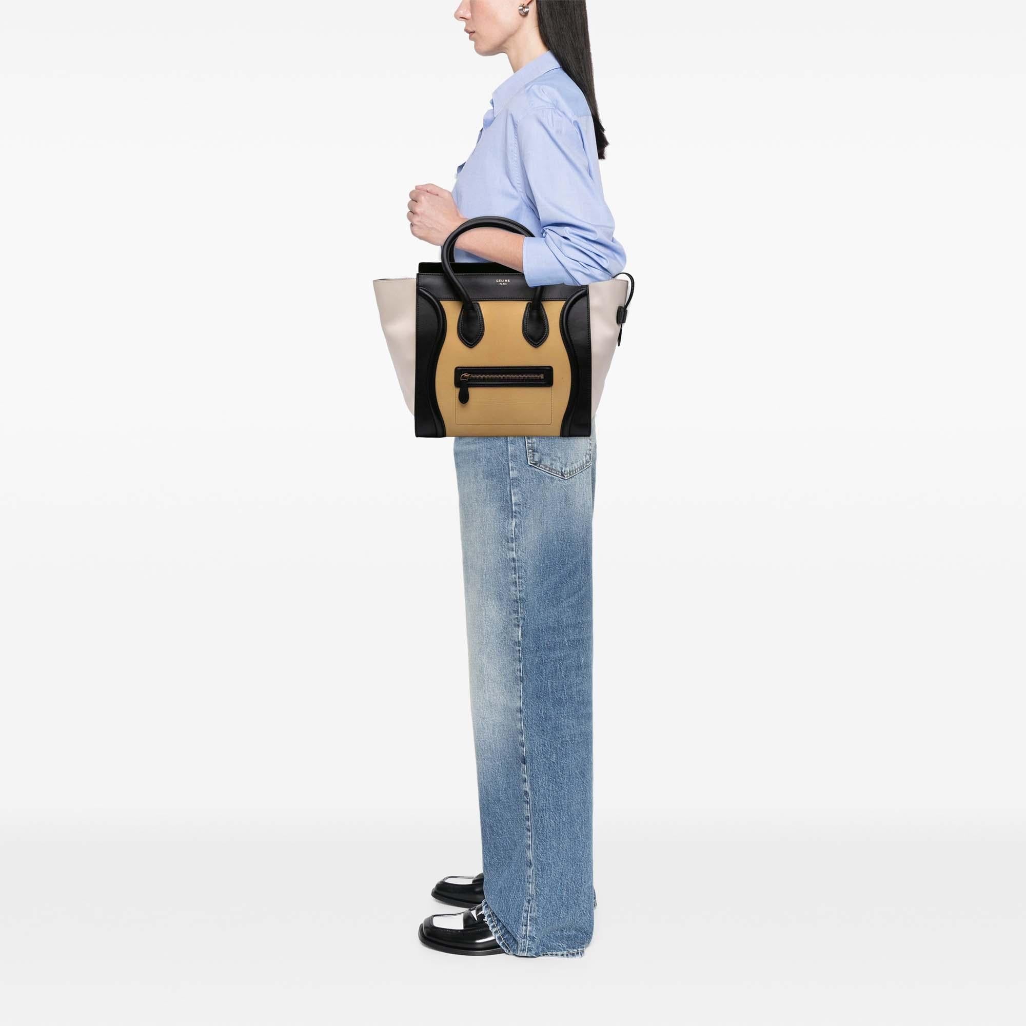Celine Mini Tricolor Leather Luggage Tote