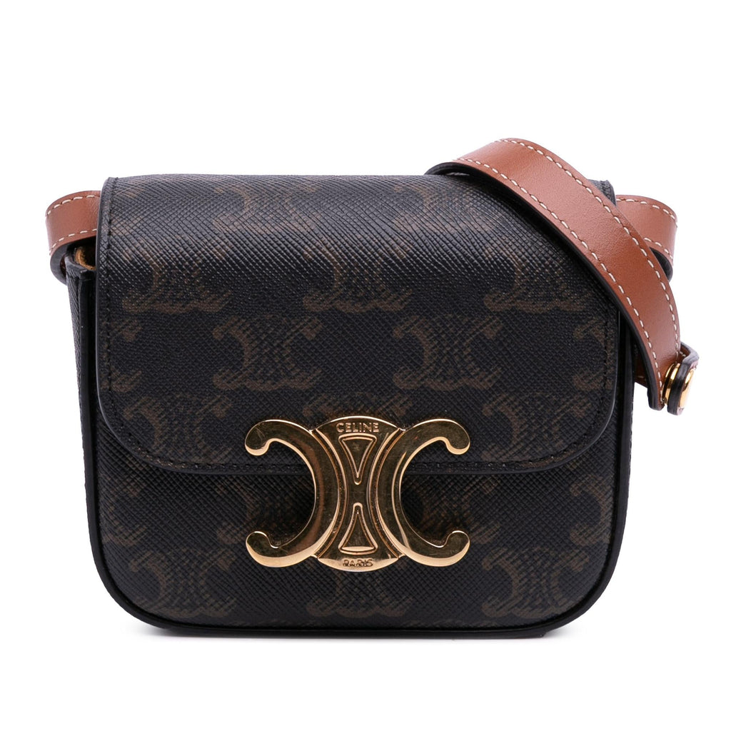Celine Mini Triomphe Coated Canvas Triomphe Crossbody
