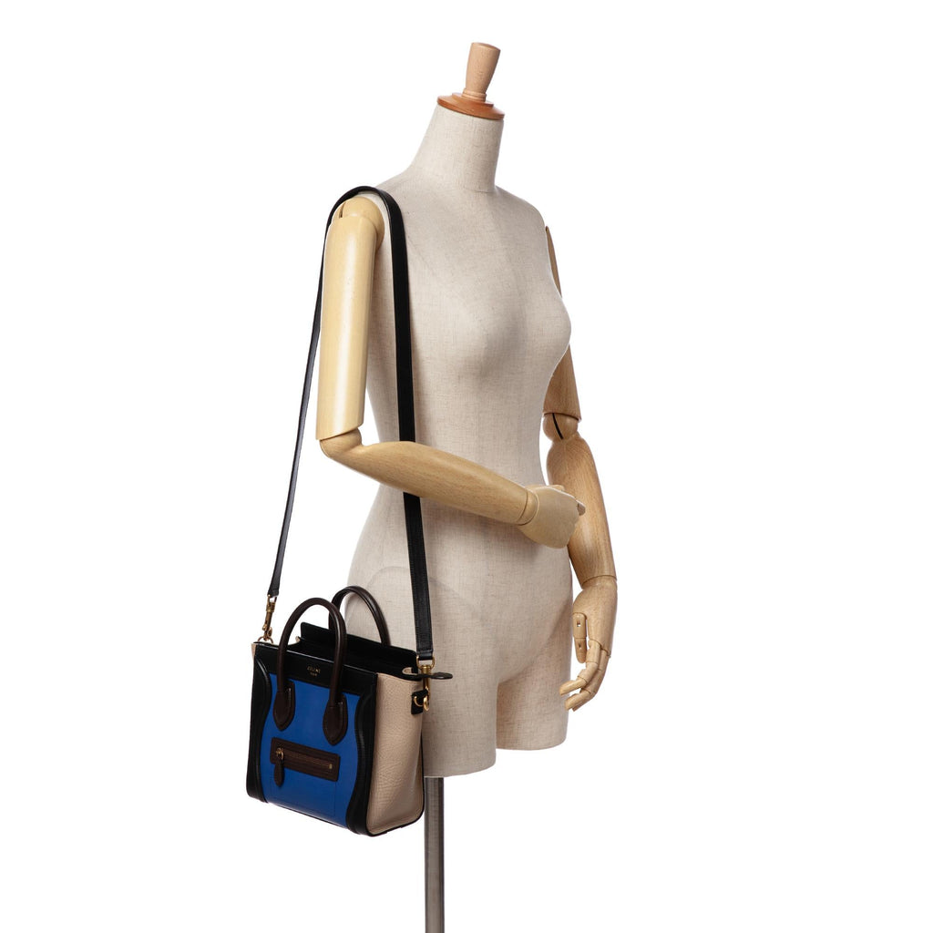 Celine Nano Tricolor Leather Luggage Tote