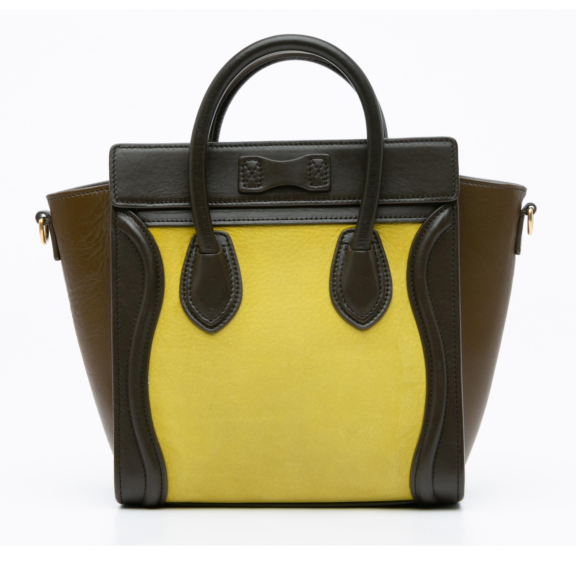 Celine Nano Tricolor Nubuck and Calfskin Luggage Tote (SHG-ikhilU)