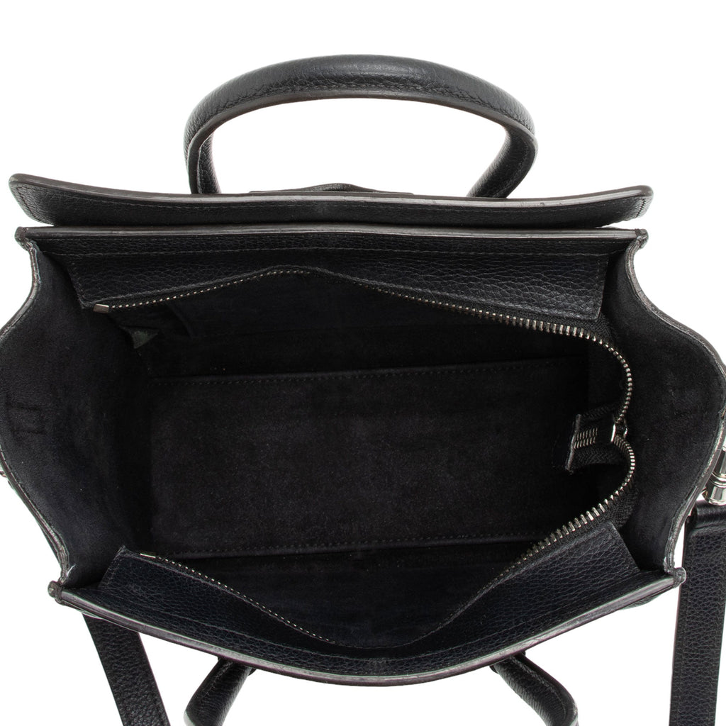 Celine Pebbled Leather Nano Luggage Tote (SHF-fk9HTz)