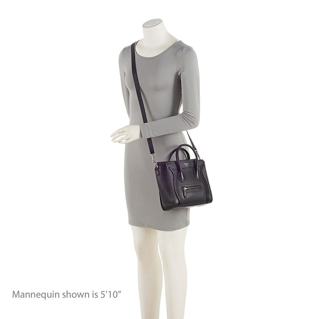 Celine Pebbled Leather Nano Luggage Tote (SHF-fk9HTz)
