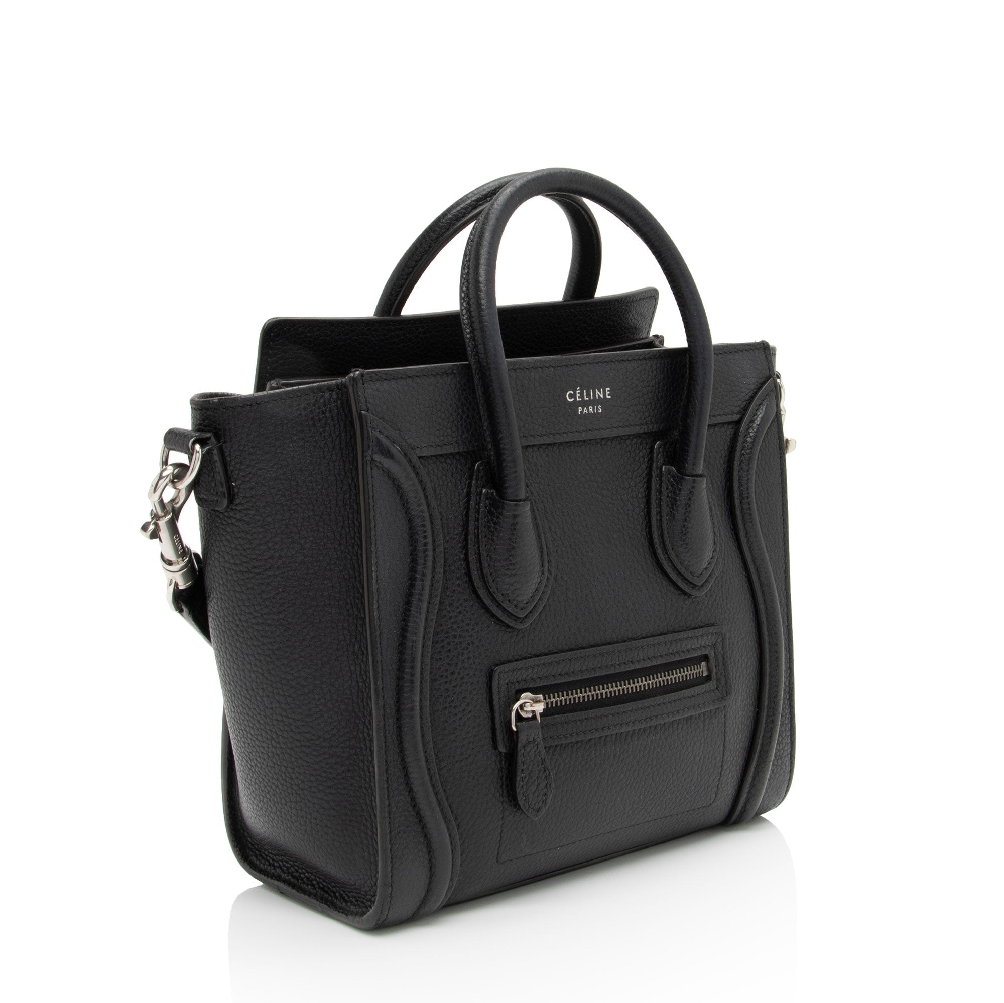 Celine Pebbled Leather Nano Luggage Tote (SHF-fk9HTz)
