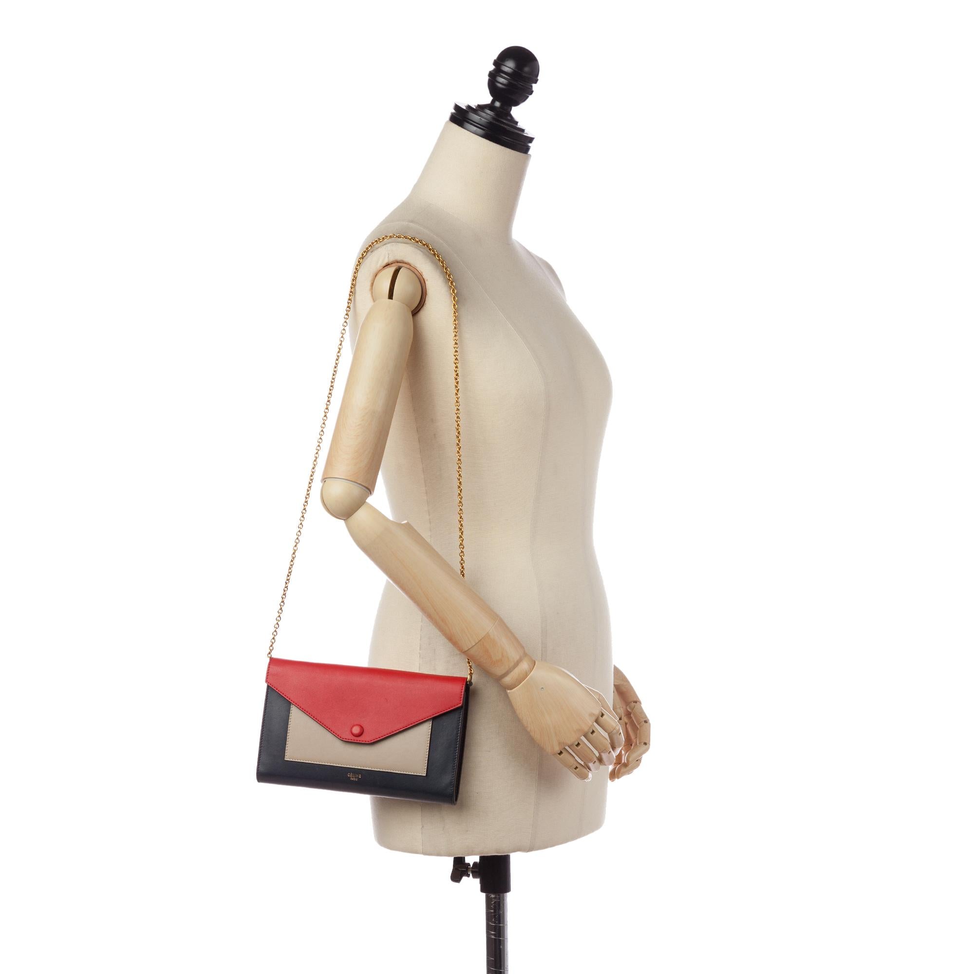 Celine Pocket Envelope Leather Wallet on Chain (SHG-33180)
