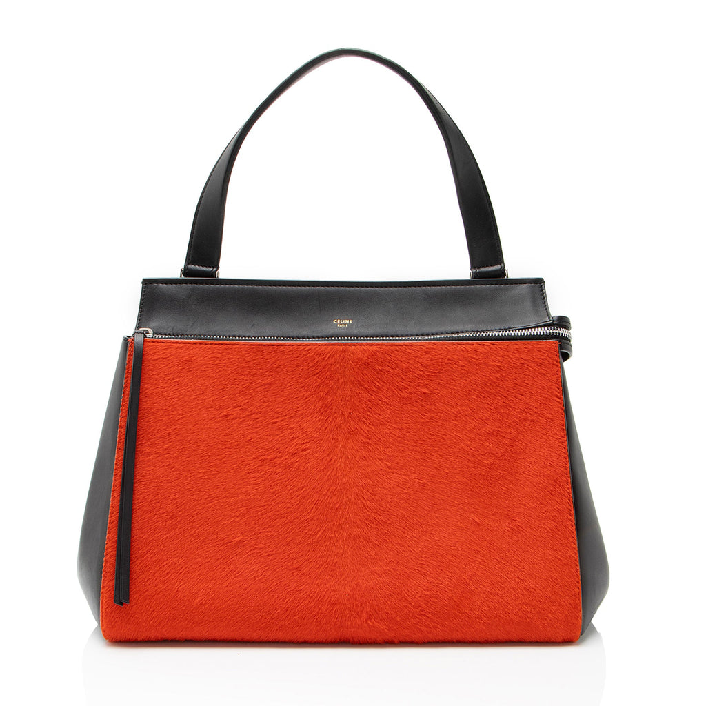 Celine Pony Hair Leather Edge Medium Top Handle