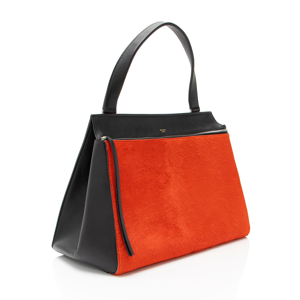 Celine Pony Hair Leather Edge Medium Top Handle