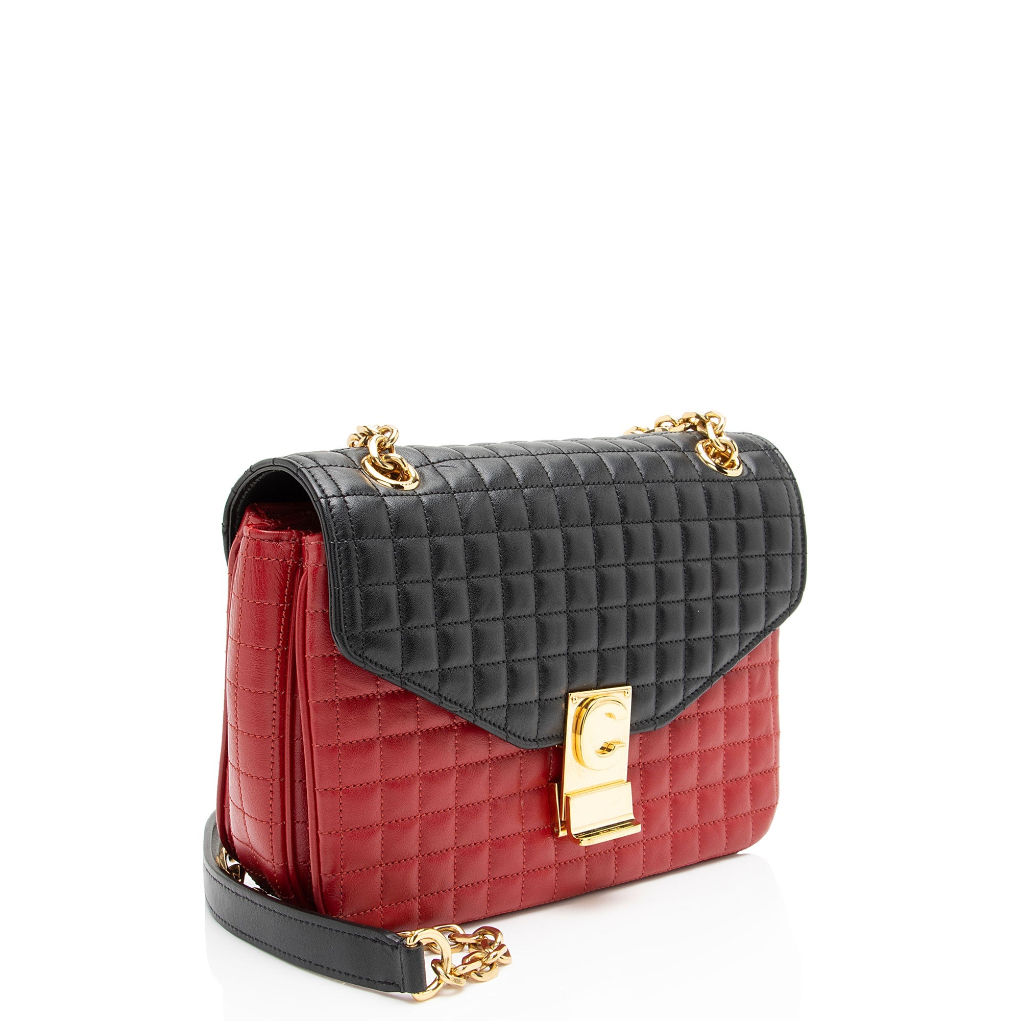 Celine Quilted Leather C Medium Flap Bag
