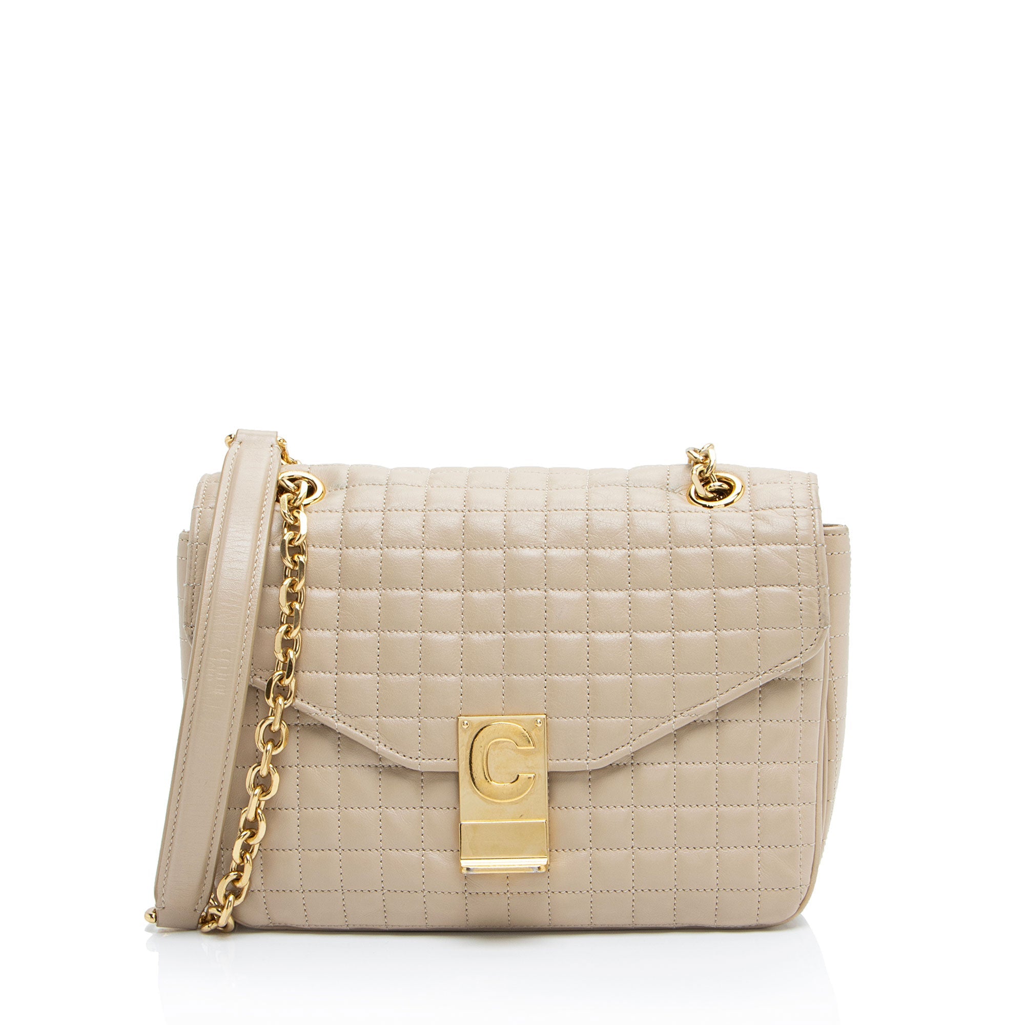 Celine Quilted Leather C Medium Flap Bag