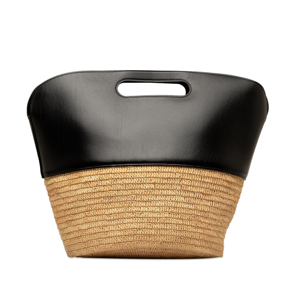Celine Raffia Basket Satchel (SHG-tjDLMJ)