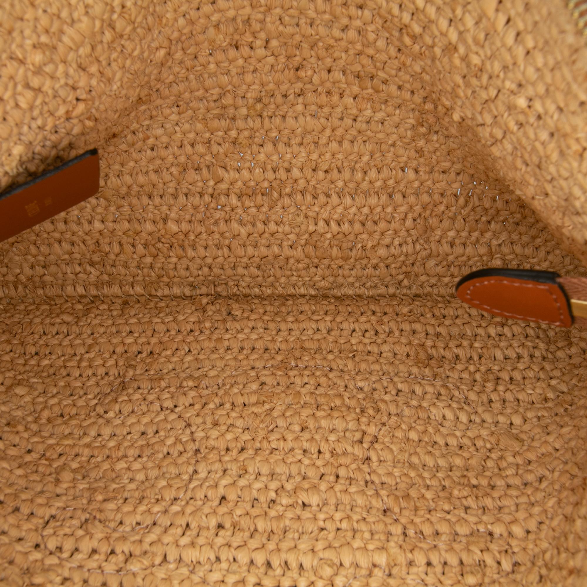 Celine Raffia Cuir Triomphe Zip Pouch