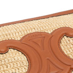 Celine Raffia Cuir Triomphe Zip Pouch