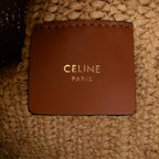 Celine Raffia Cuir Triomphe Zip Pouch