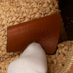Celine Raffia Cuir Triomphe Zip Pouch