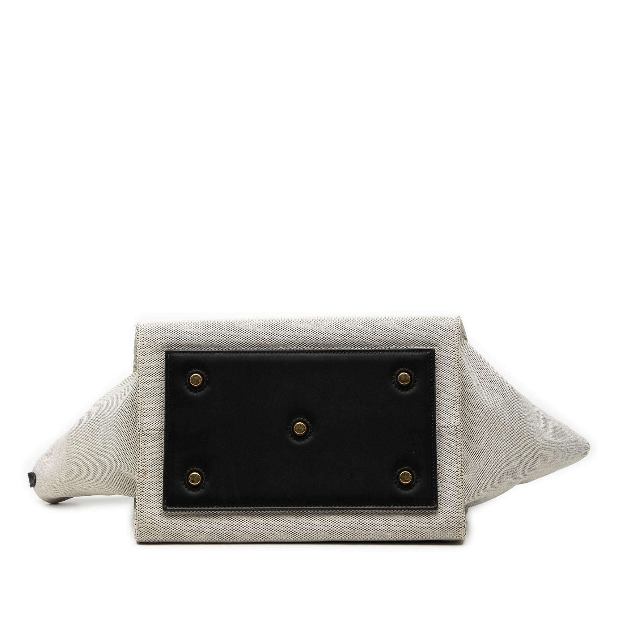 Celine Small Bicolor Canvas and Calfskin Tie Knot Handbag