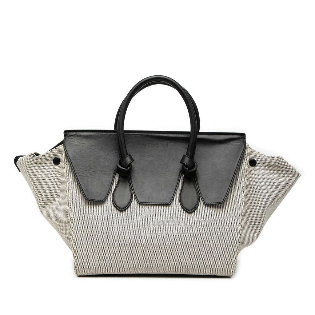 Celine Small Bicolor Canvas and Calfskin Tie Knot Handbag
