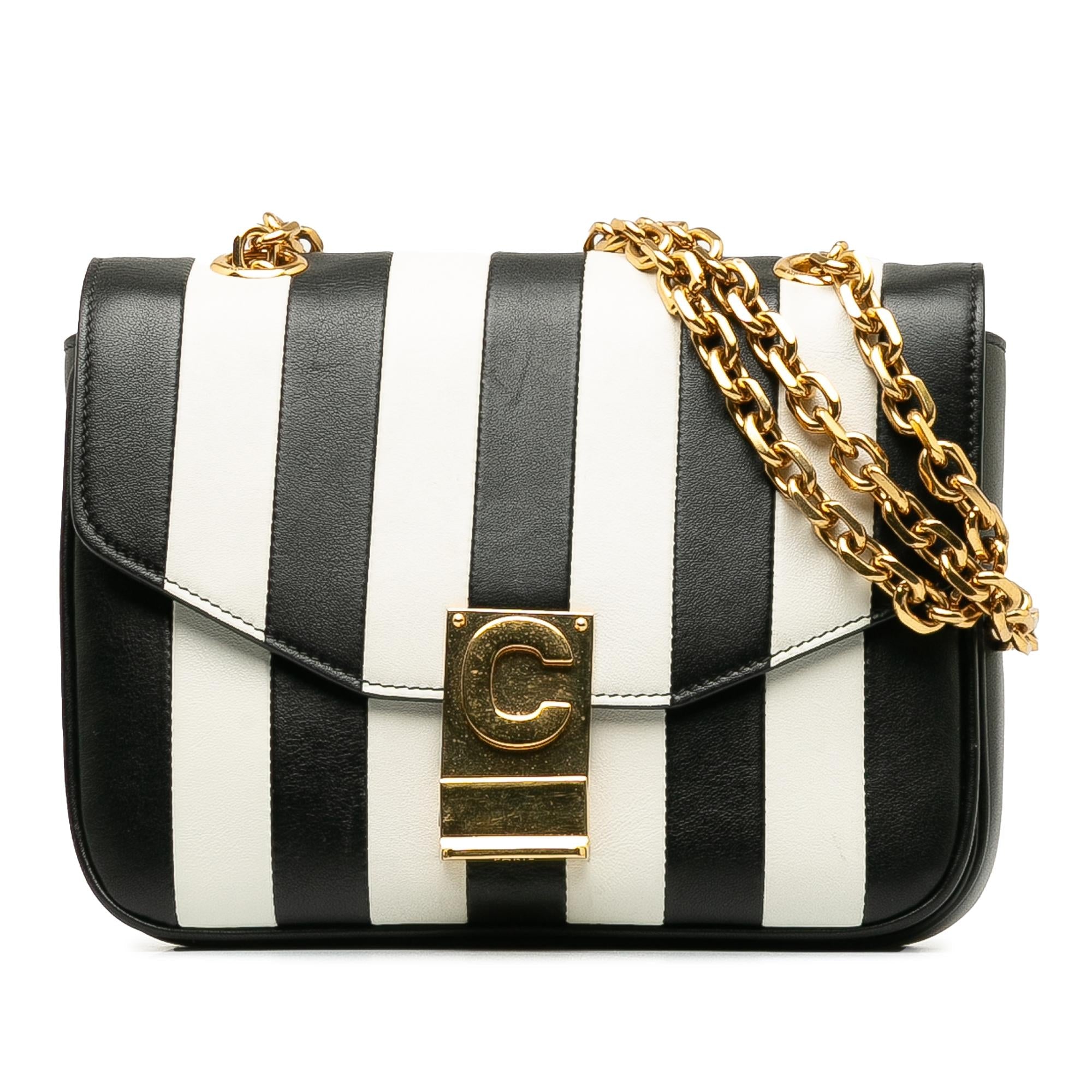 Celine Small C Striped Leather Bag