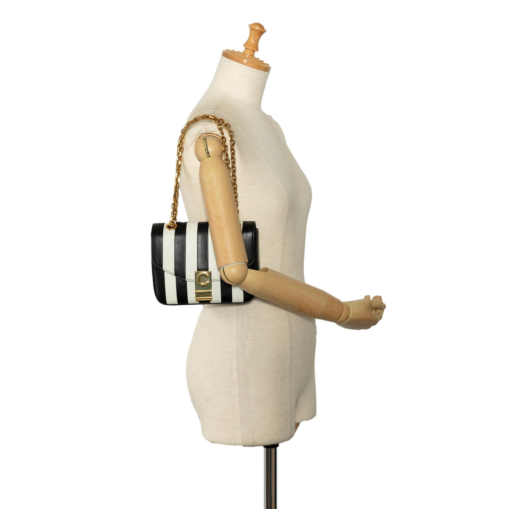 Celine Small C Striped Leather Bag