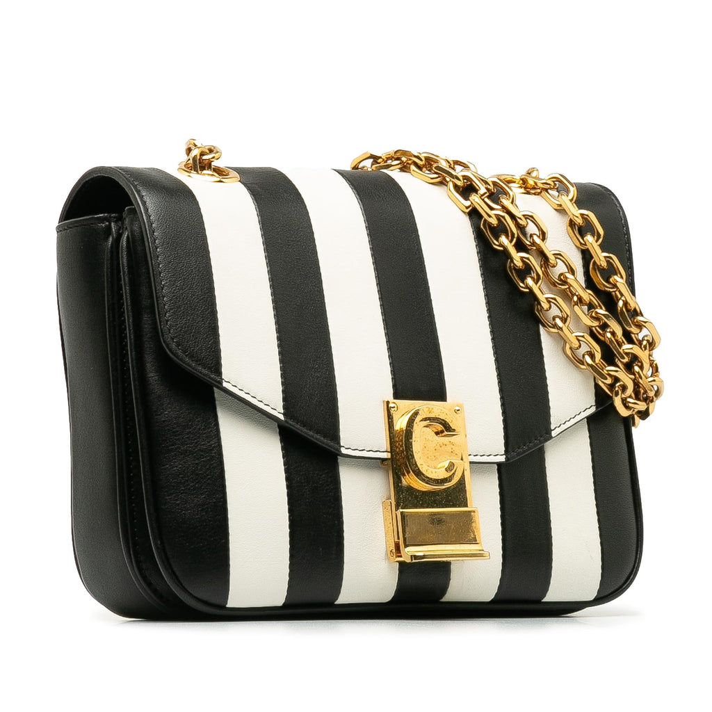 Celine Small C Striped Leather Bag