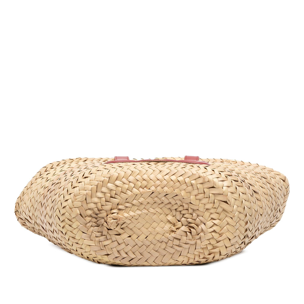 Celine Small Raffia Cuir Triomphe Classic Panier Tote