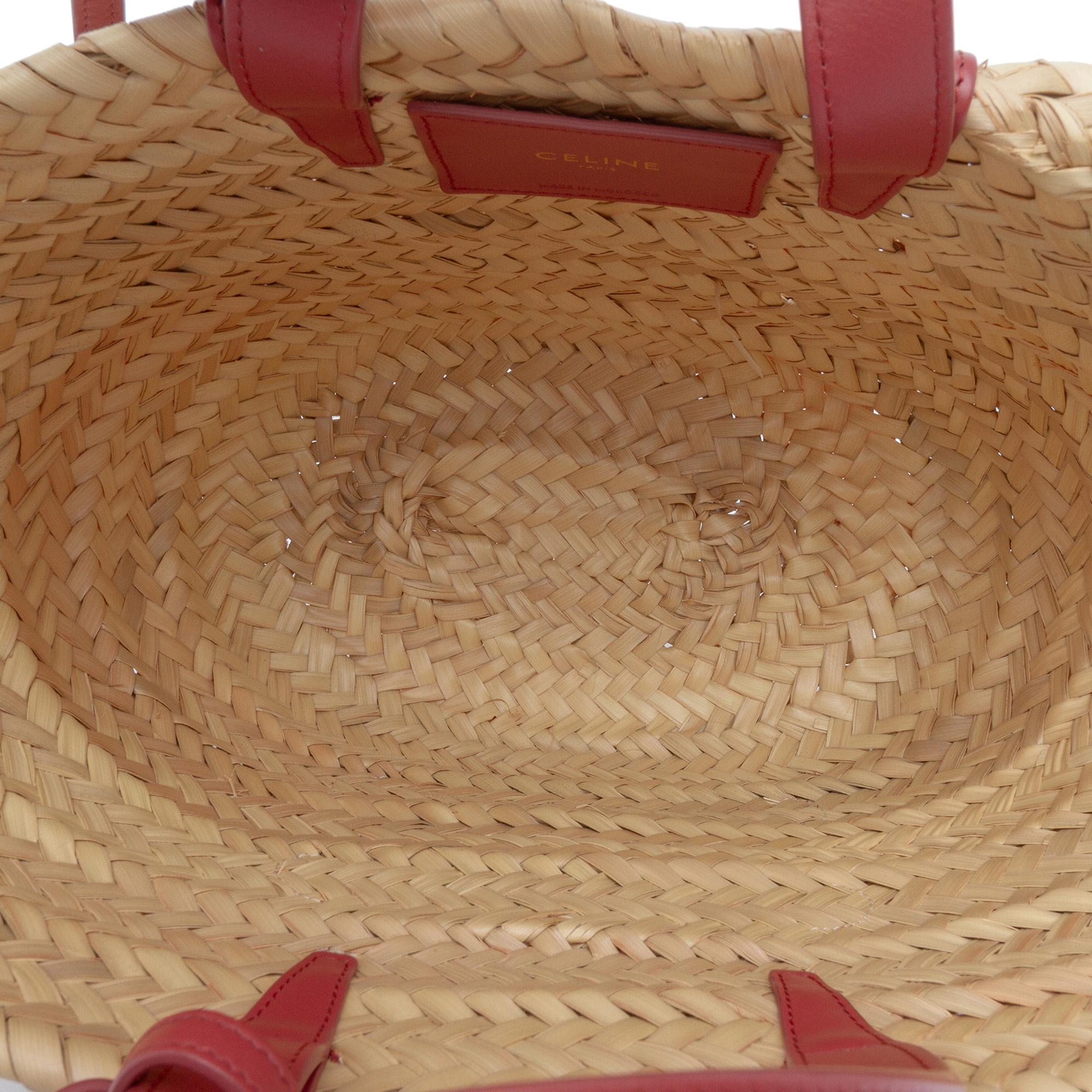 Celine Small Raffia Cuir Triomphe Classic Panier Tote