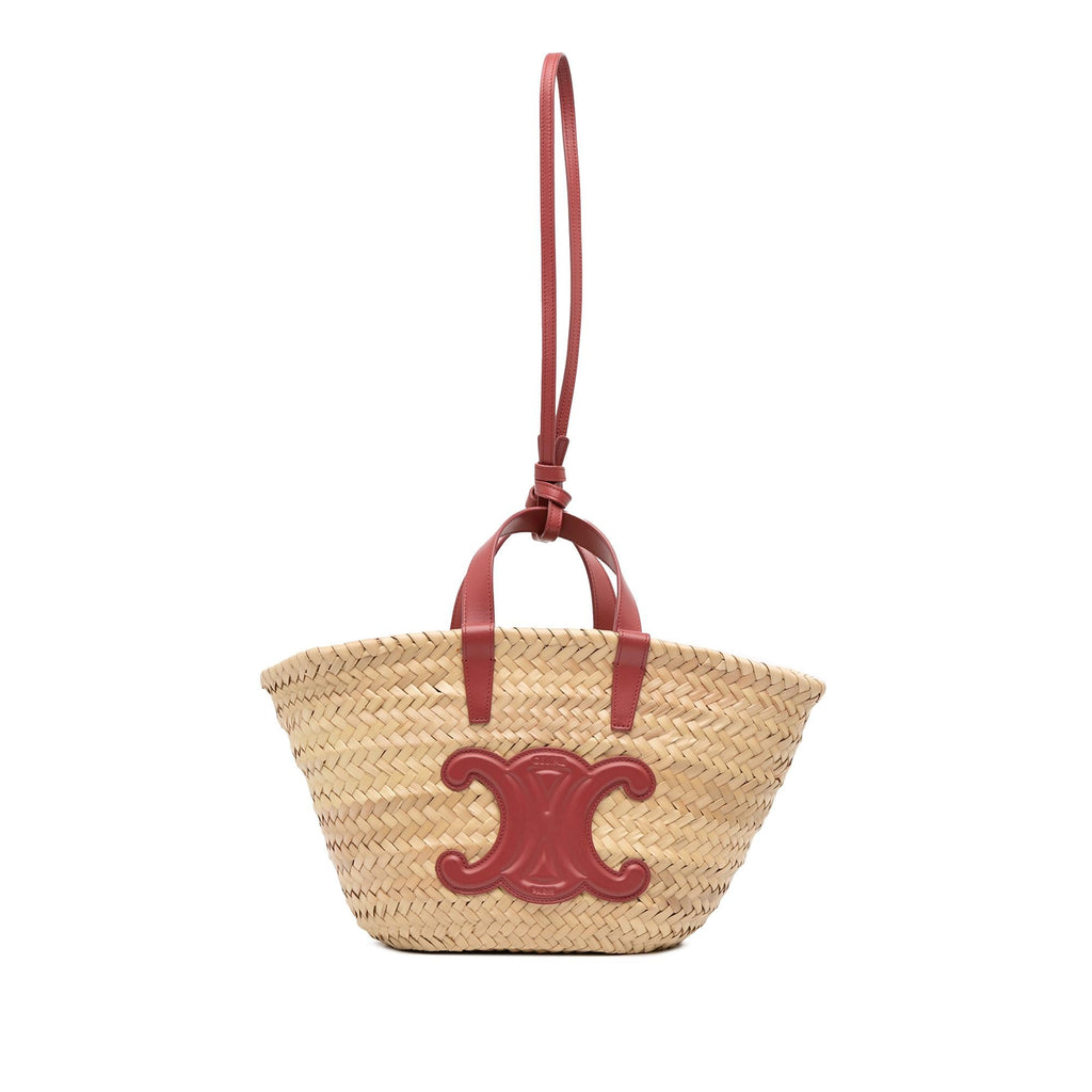 Celine Small Raffia Cuir Triomphe Classic Panier Tote