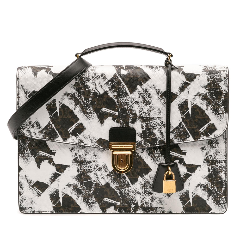Celine Small Triomphe Coated Canvas Box Cartable Briefcase